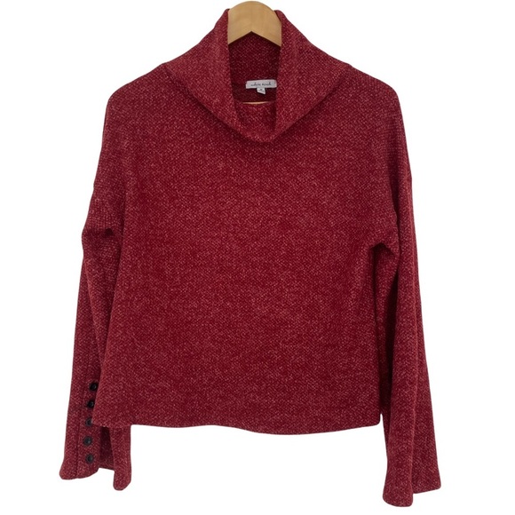 White Birch soft cowl neck cropped soft red sweater, M - Picture 1 of 10
